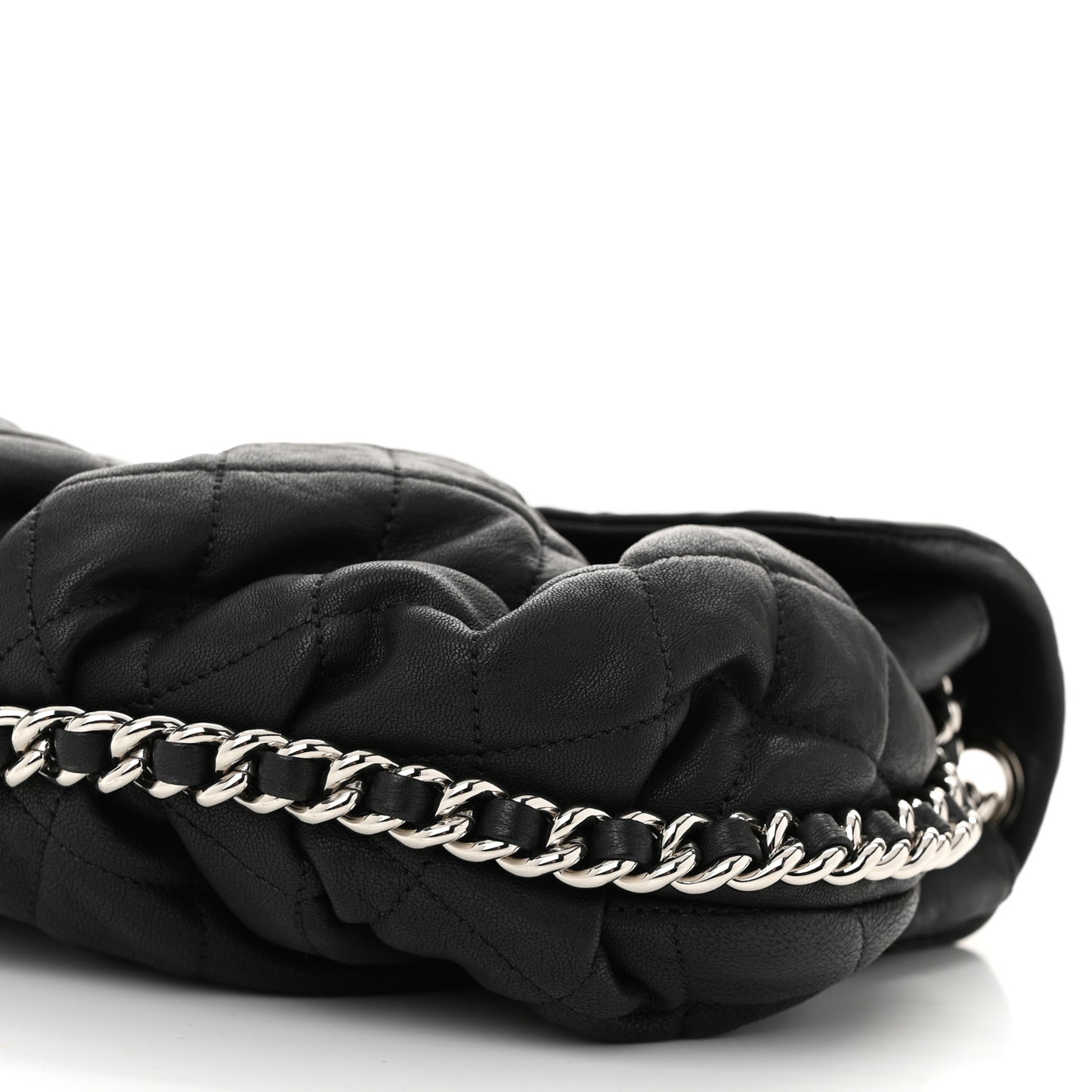 Washed Lambskin Quilted Mini Chain Around Messenger Black
