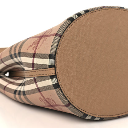 Burberry Haymarket Check Colours Small Lorne Bucket Crossbody Camel 6 of 7