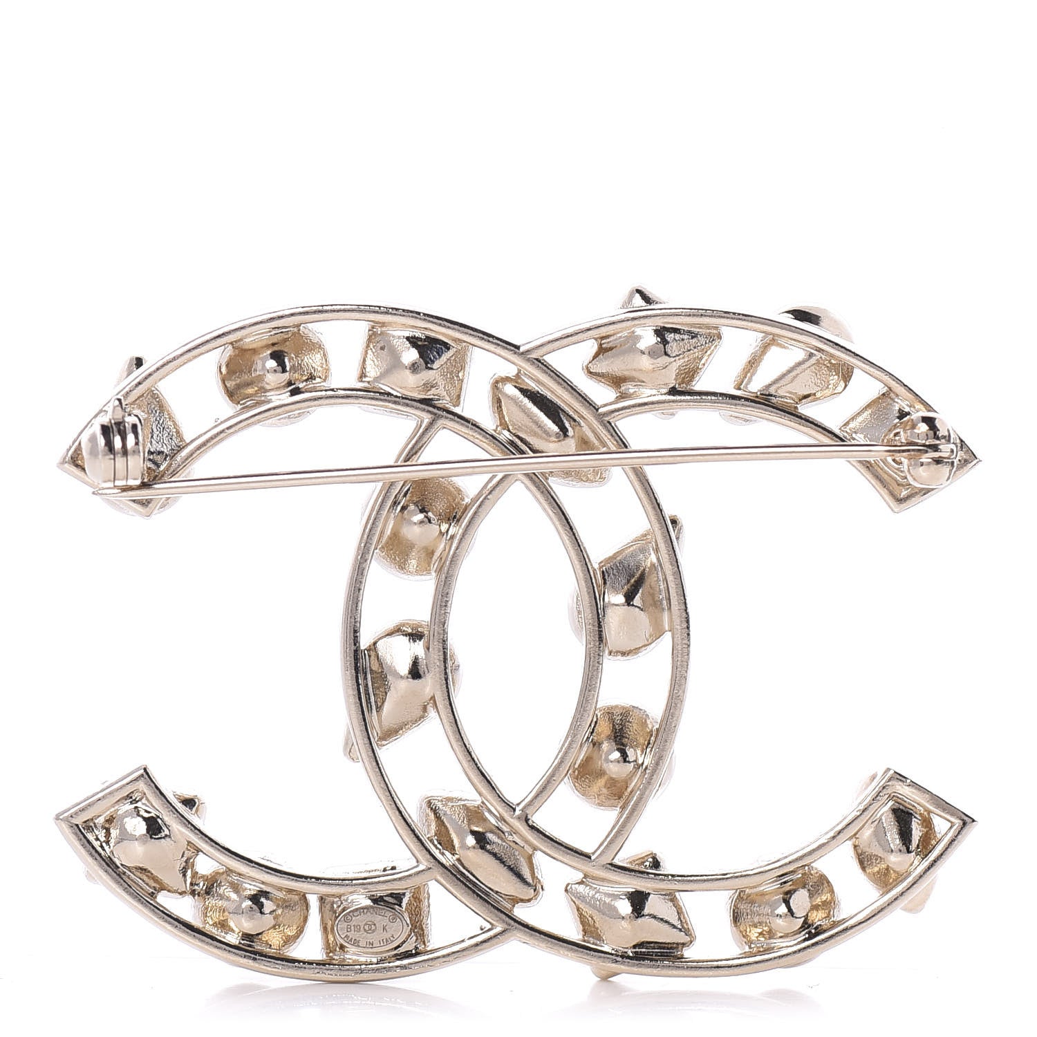 Chanel Metal Glass Pearl CC Crystal Snowfall Brooch Gold 3 of 5