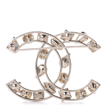 Chanel Metal Glass Pearl CC Crystal Snowfall Brooch Gold 3 of 5