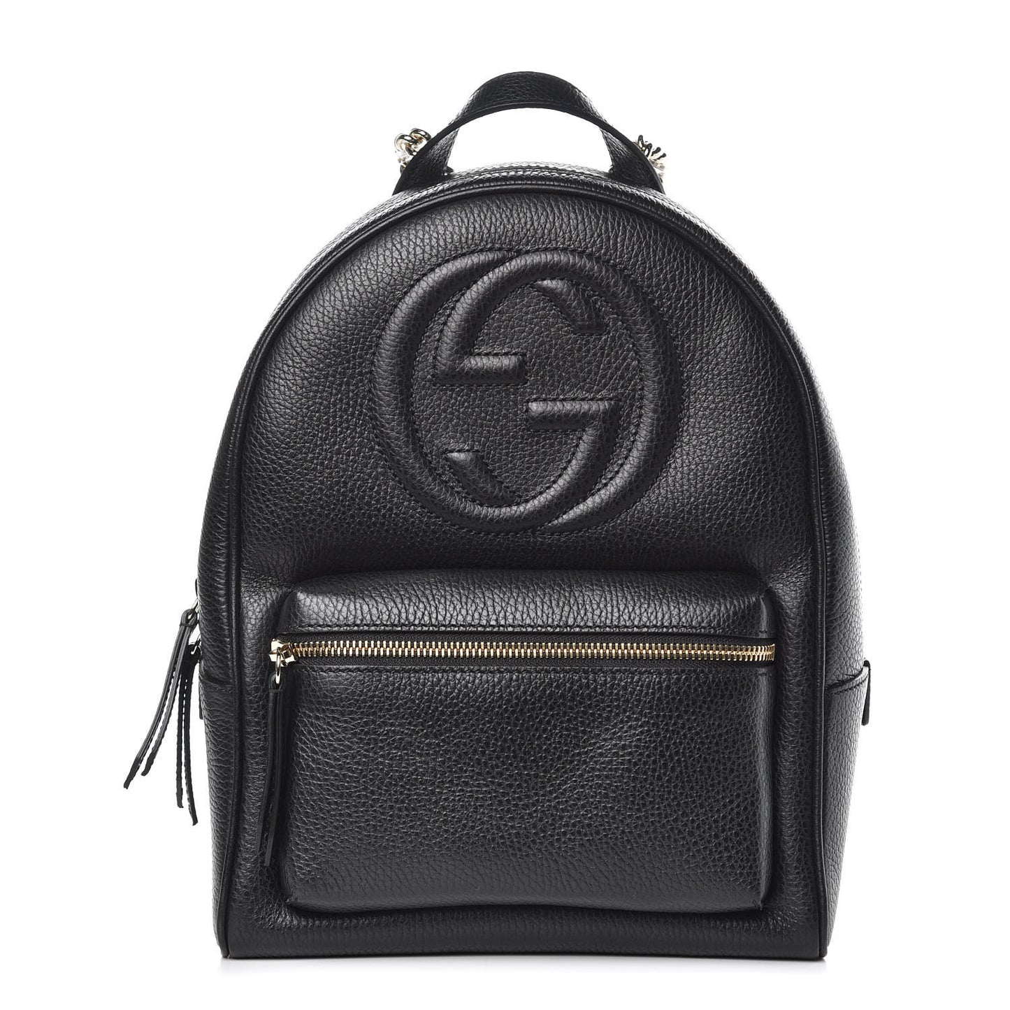 Pebbled Calfskin Soho Chain Backpack Black