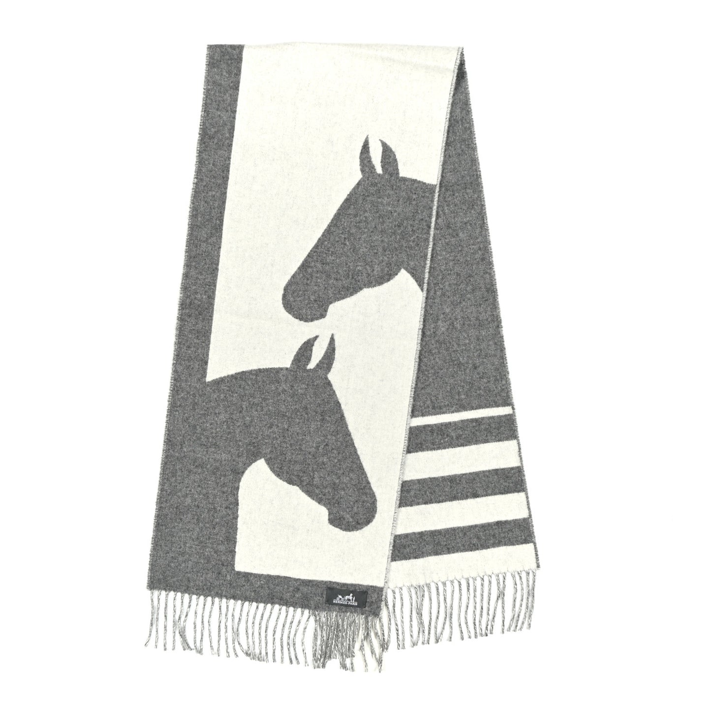 Cashmere Casaque Love Story Muffler Gris Clair Ivoire