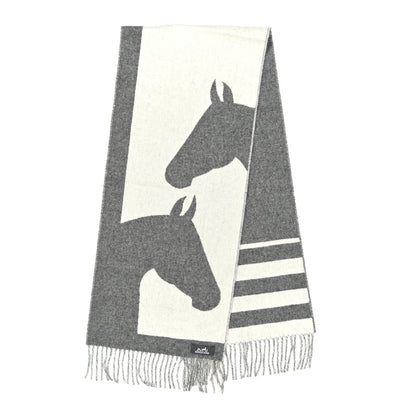 Hermes Cashmere Casaque Love Story Muffler Gris Clair Ivoire 2 of 4