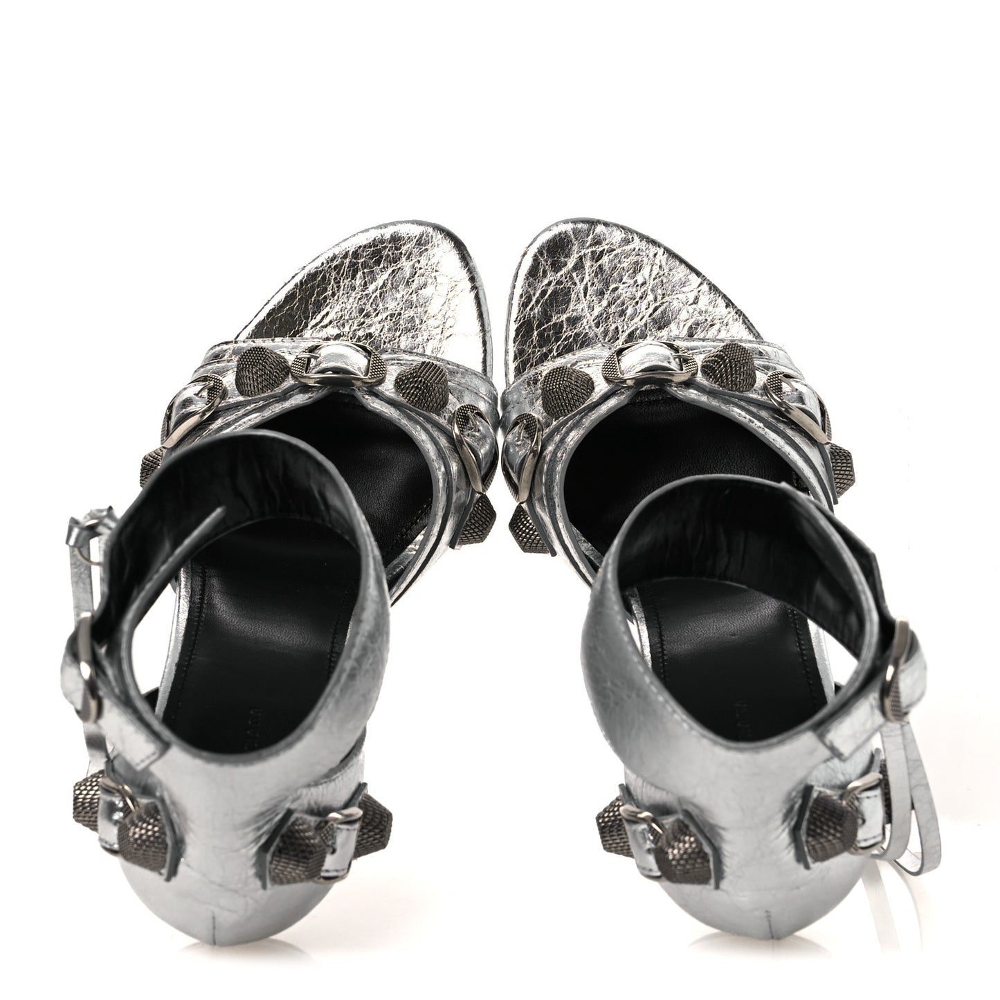 Metallic Agneau Arena Cagole 110mm Sandals 38 Silver 38 Silver
