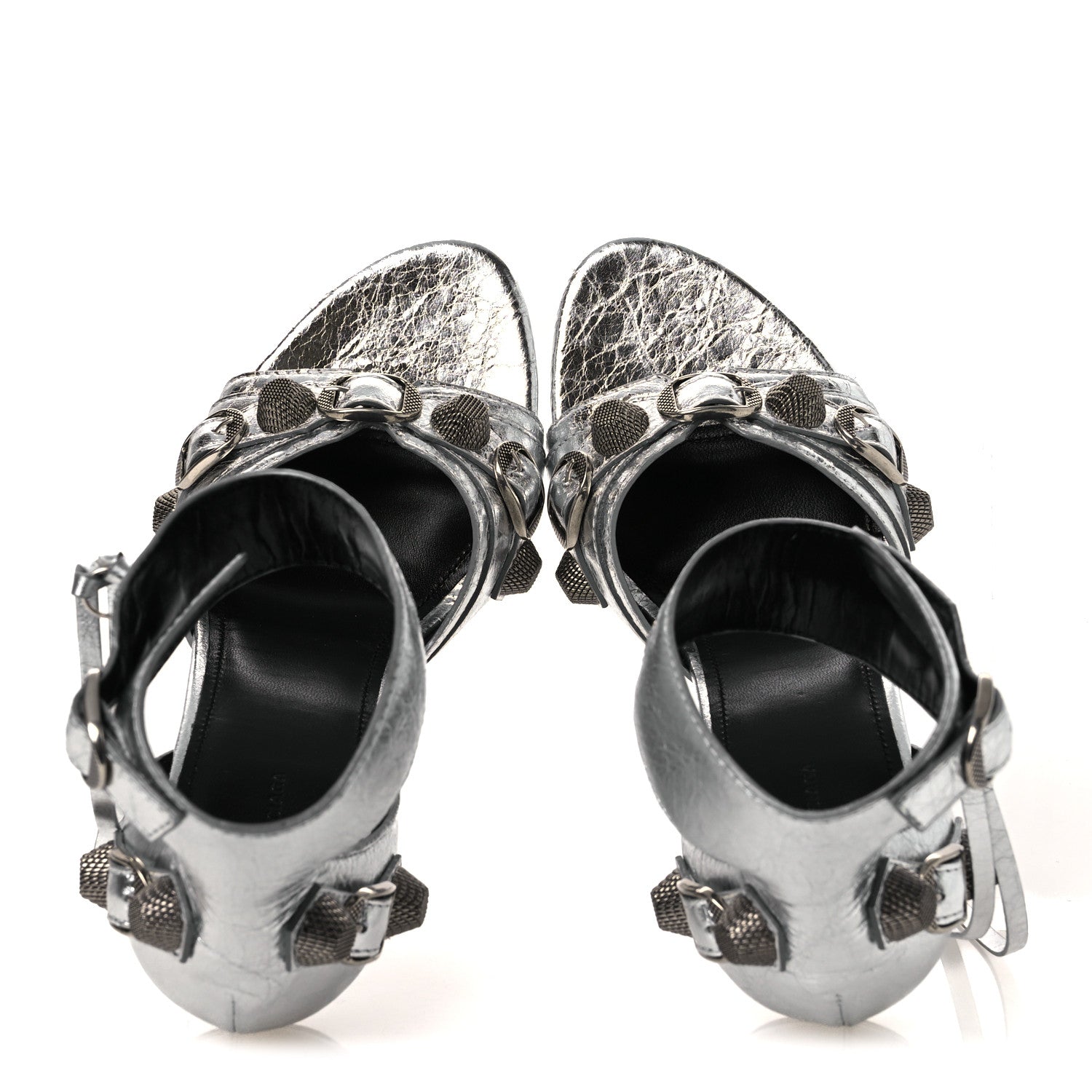 Balenciaga Metallic Agneau Arena Cagole 110mm Sandals 38 Silver 38 Silver 2 of 12