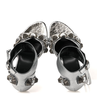 Balenciaga Metallic Agneau Arena Cagole 110mm Sandals 38 Silver 38 Silver 2 of 12