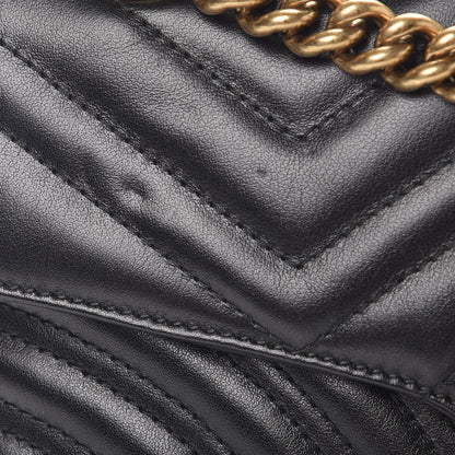 Gucci Calfskin Matelasse Small GG Marmont Shoulder Bag Black 9 of 19