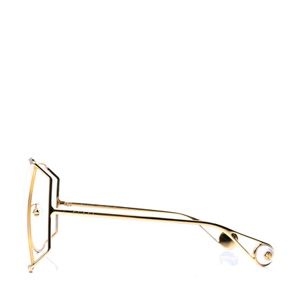 Gucci Metal Oversized Round Sunglasses GG0252S Gold 3 of 4