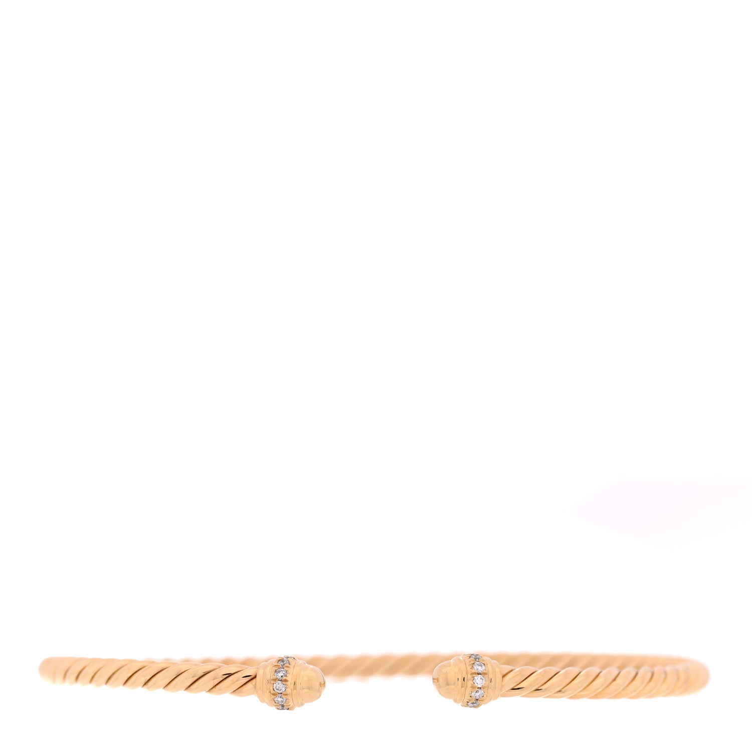 David Yurman 18K Yellow Gold Diamond 3mm Cablespira Bracelet 1 of 3