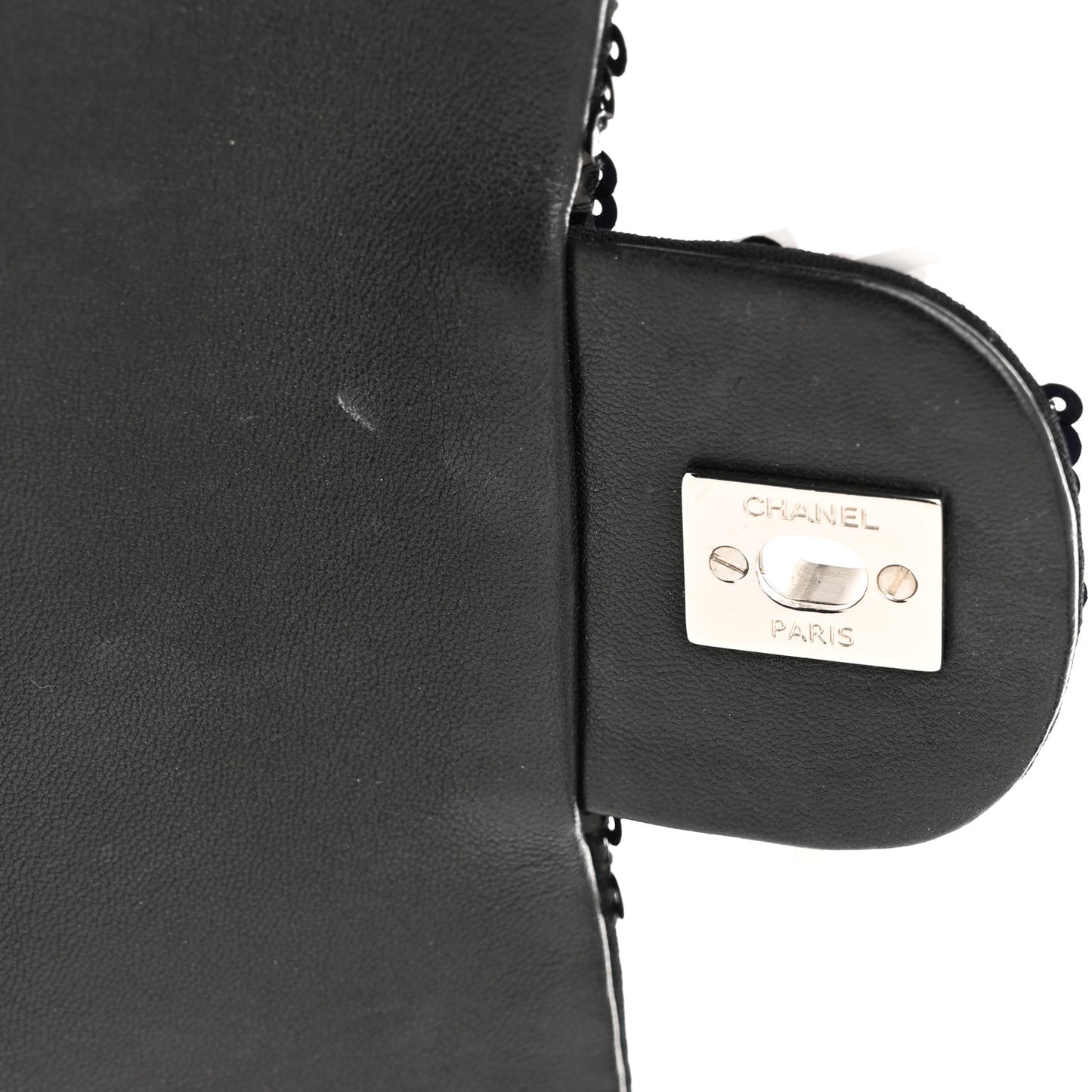 Sequin Embroidered Medium Flap Black White