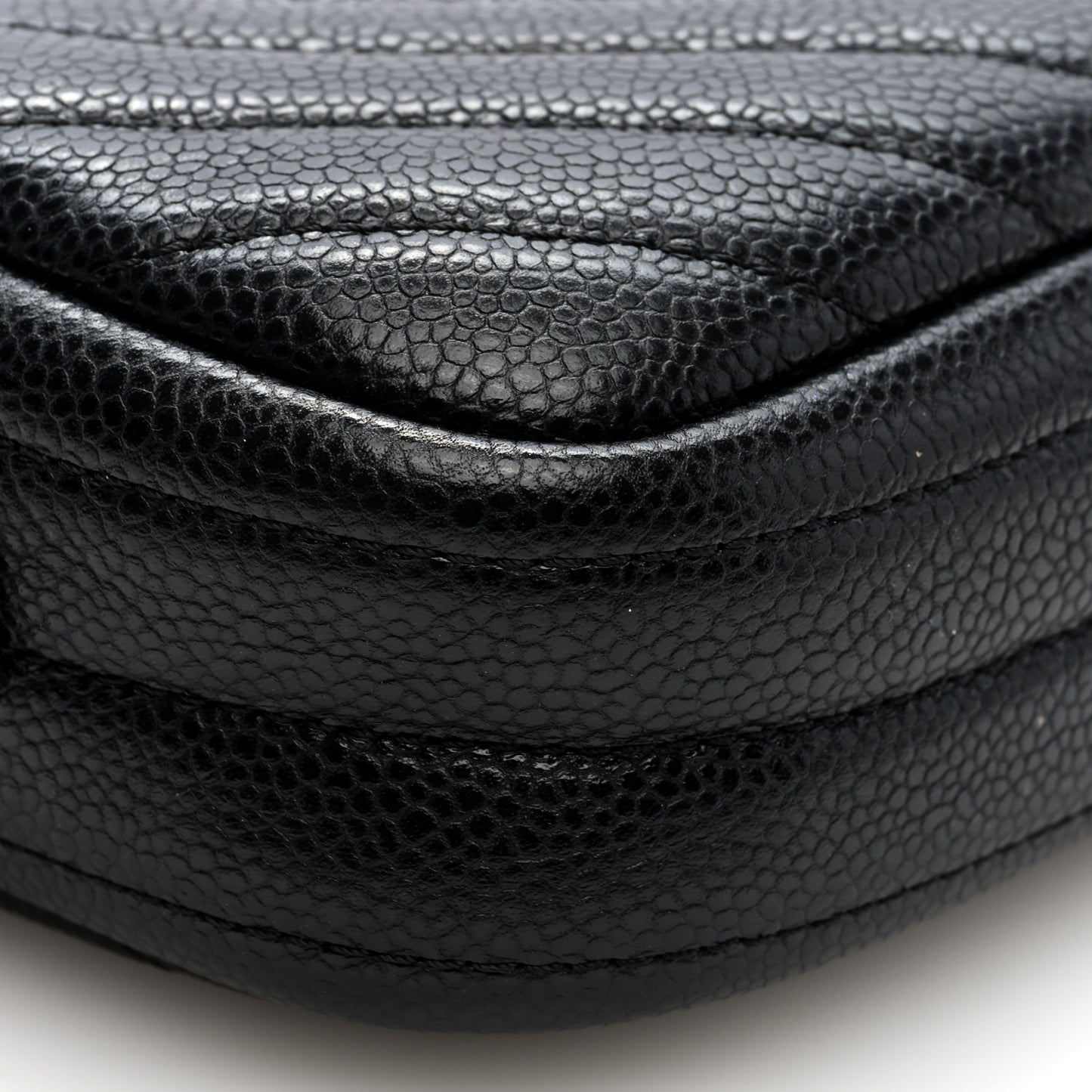 Caviar Chevron Quilted Camera Case  Black