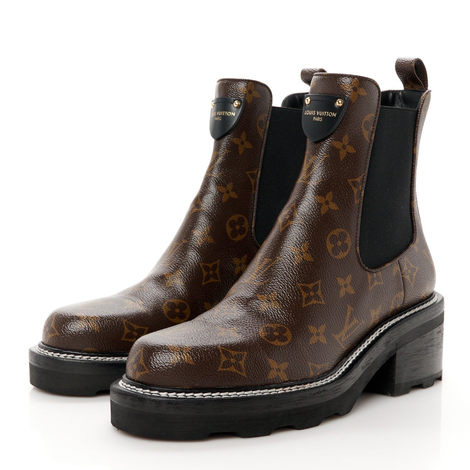 Louis Vuitton Patent Monogram LV Beaubourg Ankle Boots 41 Black 3 of 9