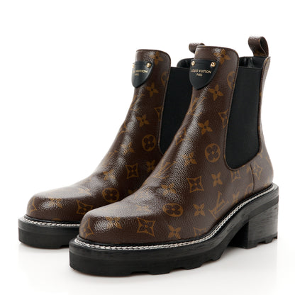 Louis Vuitton Patent Monogram LV Beaubourg Ankle Boots 41 Black 3 of 9