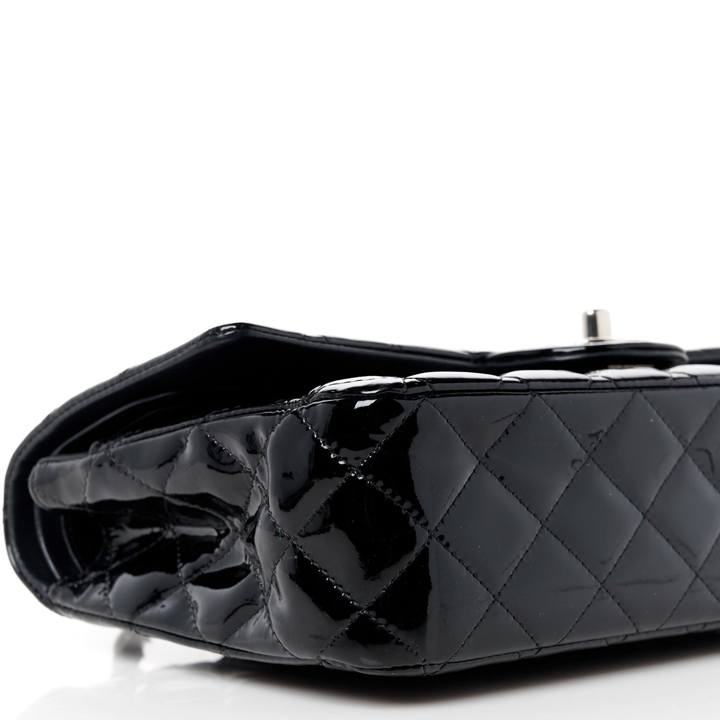 Patent Quilted Medium Double Flap Black