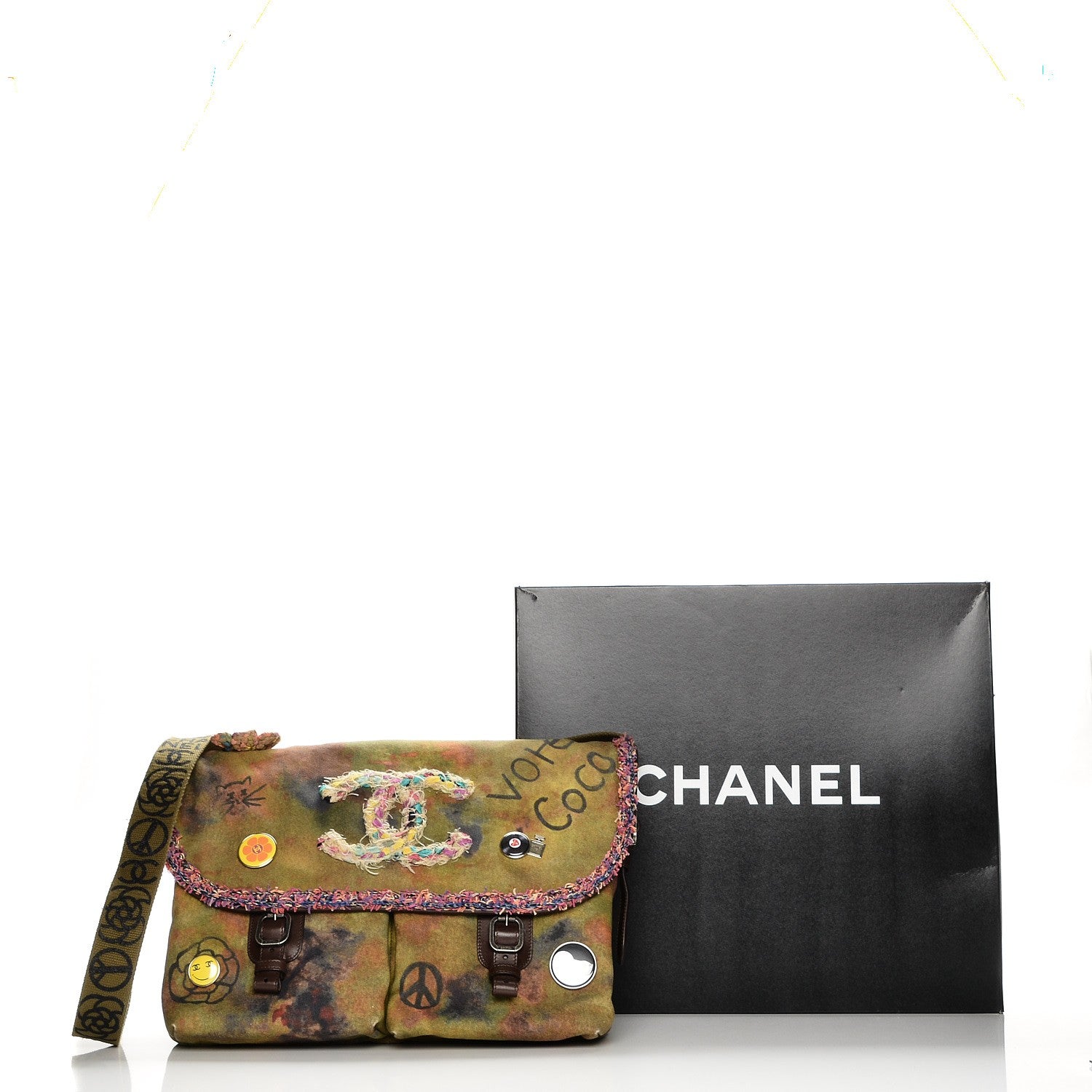 Chanel Washed Toile Large Graffiti On The Pavements Messenger Khaki Multicolor 9 of 9