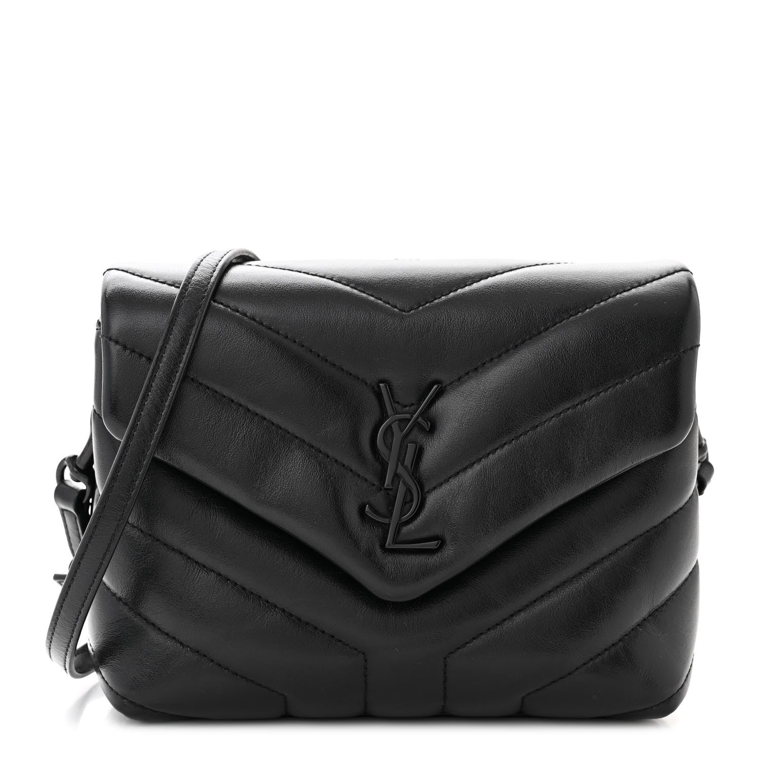 Saint Laurent Calfskin Y Quilted Monogram Monochrome Toy Loulou Crossbody Bag Black 1 of 11