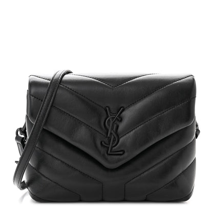 Saint Laurent Calfskin Y Quilted Monogram Monochrome Toy Loulou Crossbody Bag Black 1 of 11