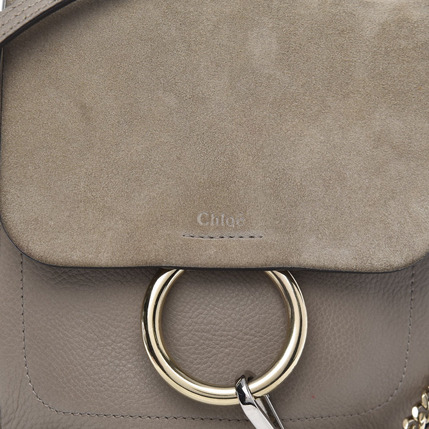 Suede Calfskin Small Faye Backpack Motty Grey