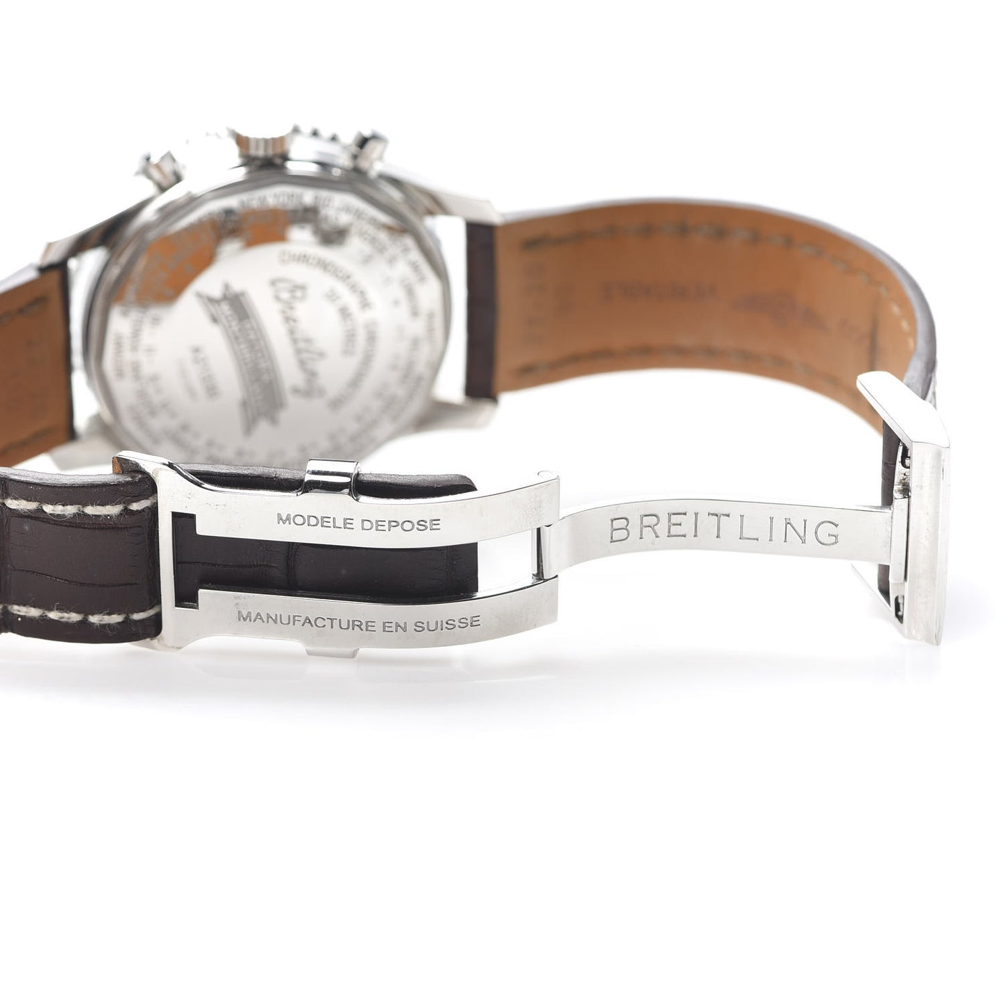 Stainless Steel Alligator 43mm Navitimer Montbrilliant Datora Automatic Watch Brown A21330