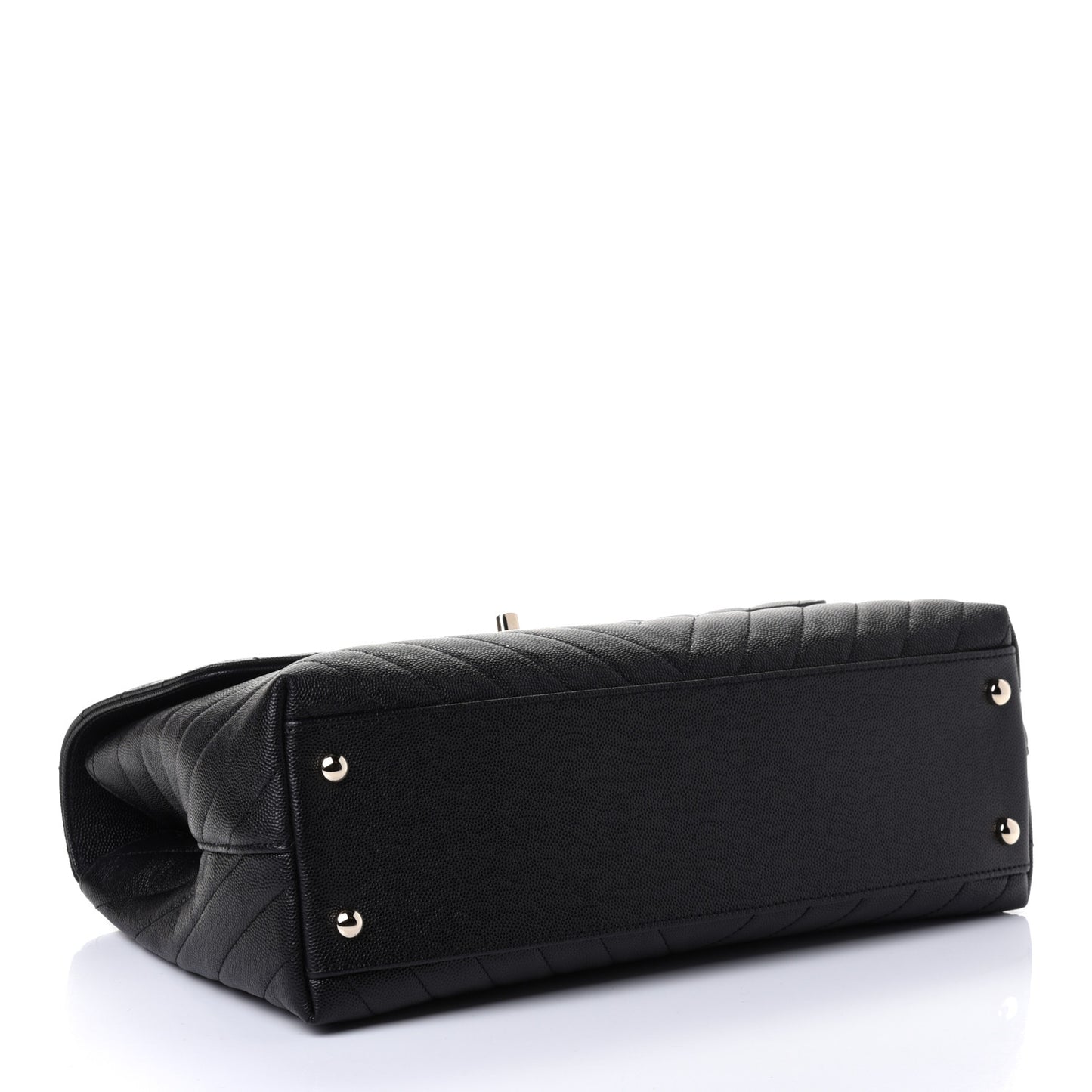 Caviar Chevron Quilted Medium Coco Handle Flap Black