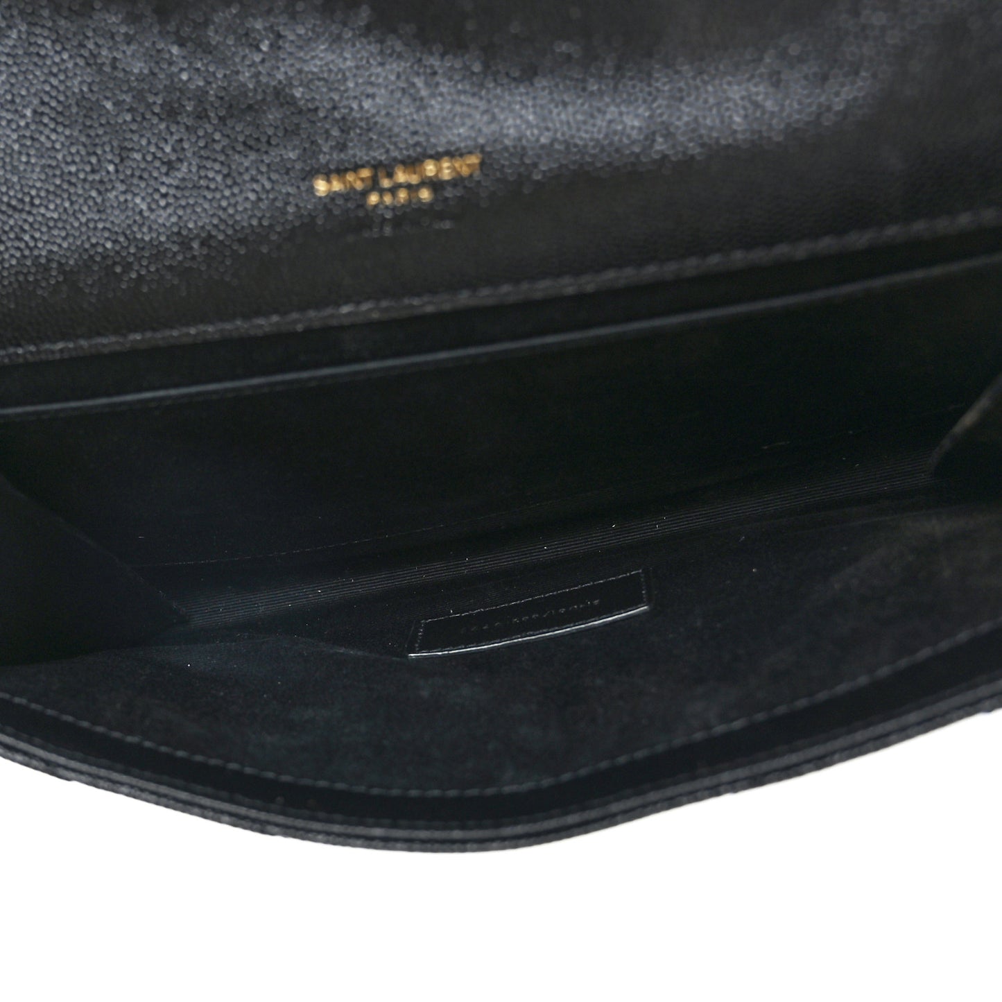 Grain De Poudre Matelasse Chevron Monogram Envelope Clutch Black