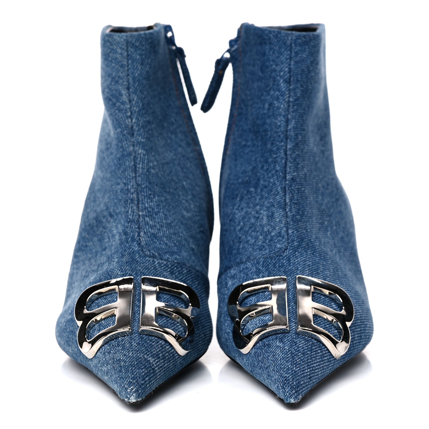 Balenciaga Denim BB Pointy Toe Ankle Booties 35.5 Light Bleu 2 of 10
