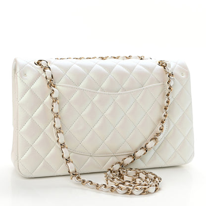 Chanel Iridescent Calfskin Quilted Medium Double Flap White 3 of 12