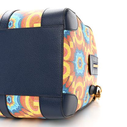 Gucci GG Supreme Kaleidoscope Calfskin Script Logo Gucci 100 Carry-On Duffle Bag Blue Orange Multicolor Blue Agata 8 of 8