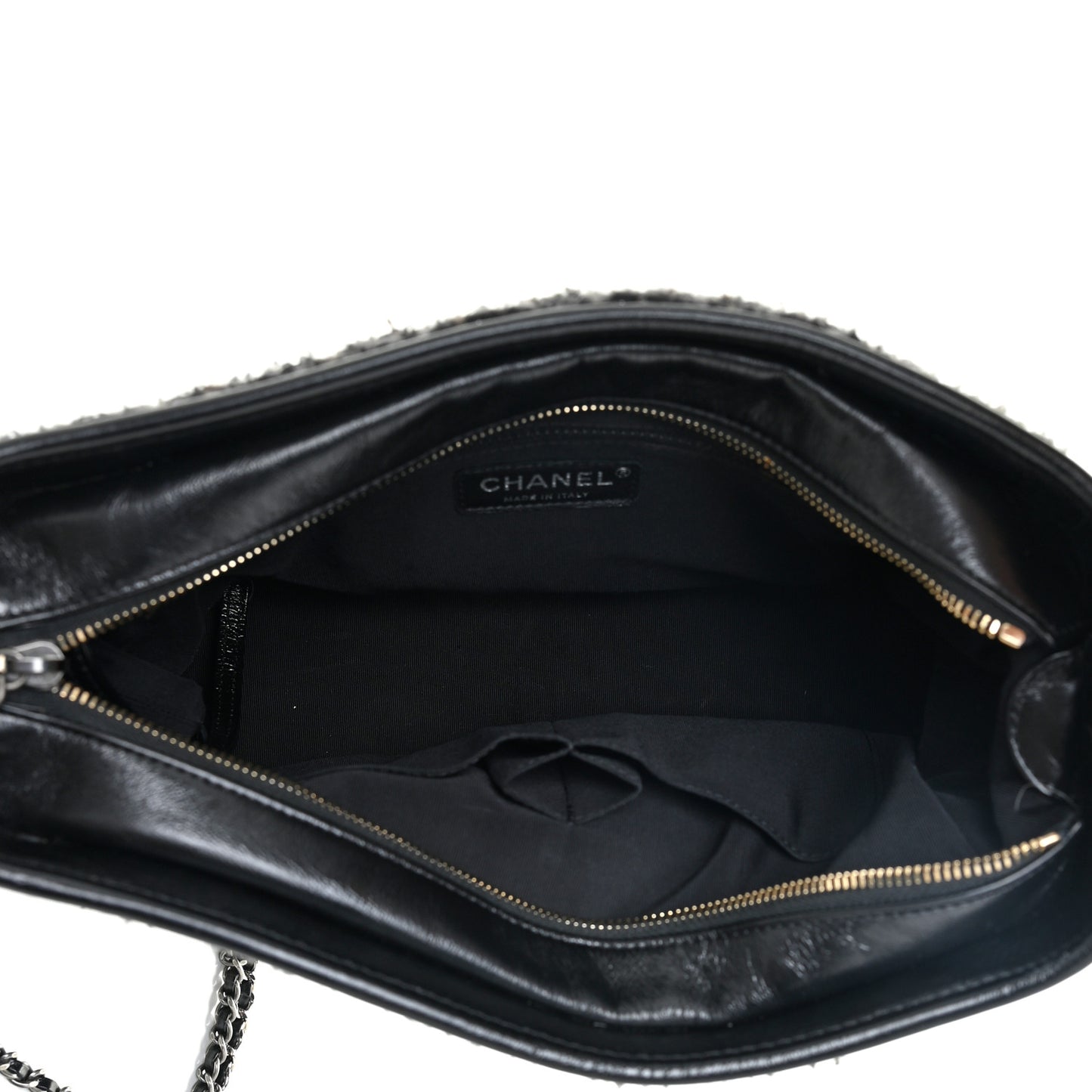 Tweed Calfskin Quilted Medium Gabrielle Hobo Black