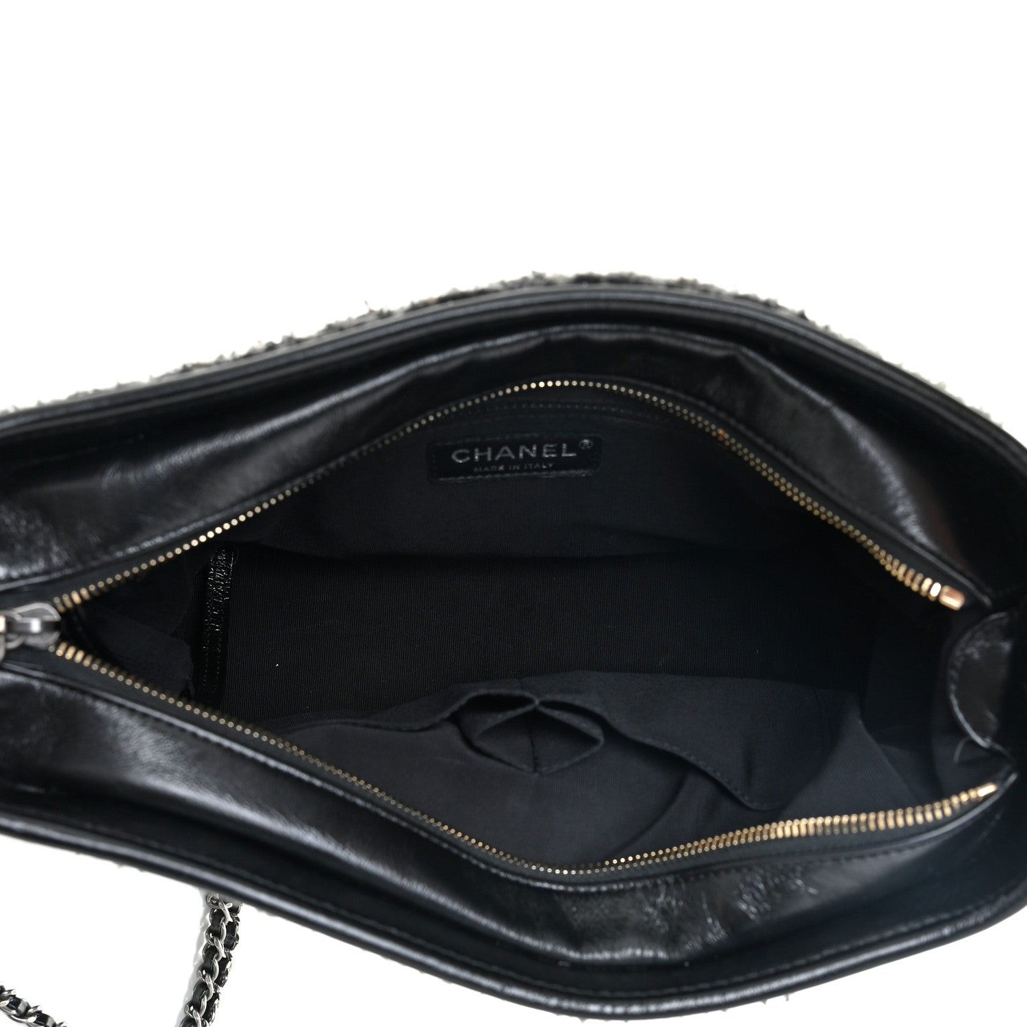 Chanel Tweed Calfskin Quilted Medium Gabrielle Hobo Black 5 of 17