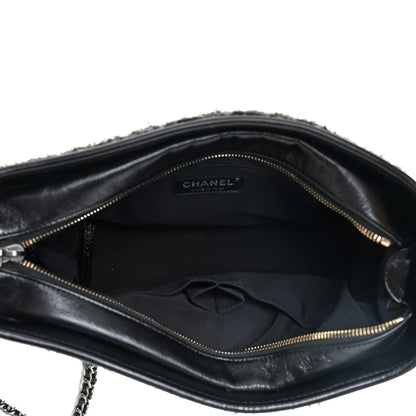Chanel Tweed Calfskin Quilted Medium Gabrielle Hobo Black 5 of 17