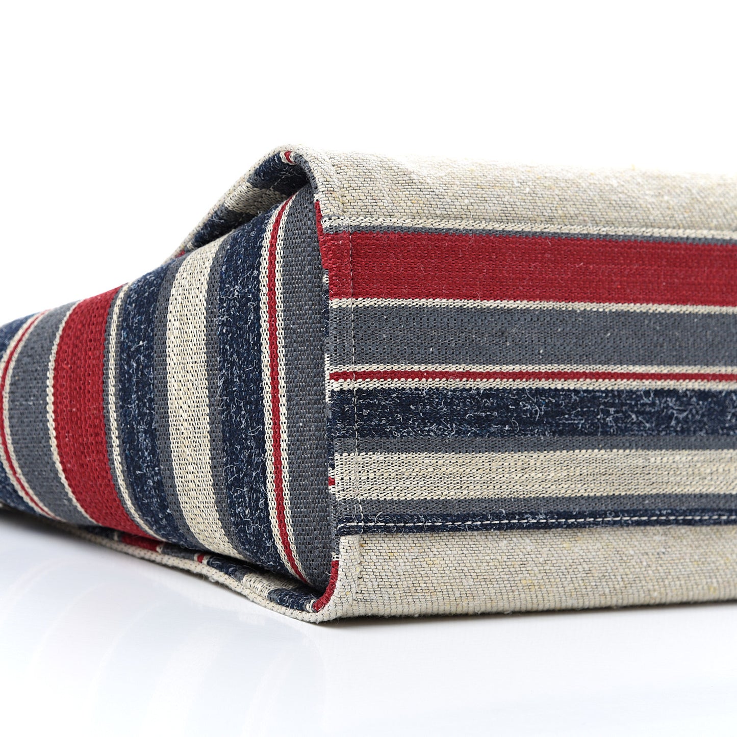 Striped Canvas Medium Deauville Tote Beige