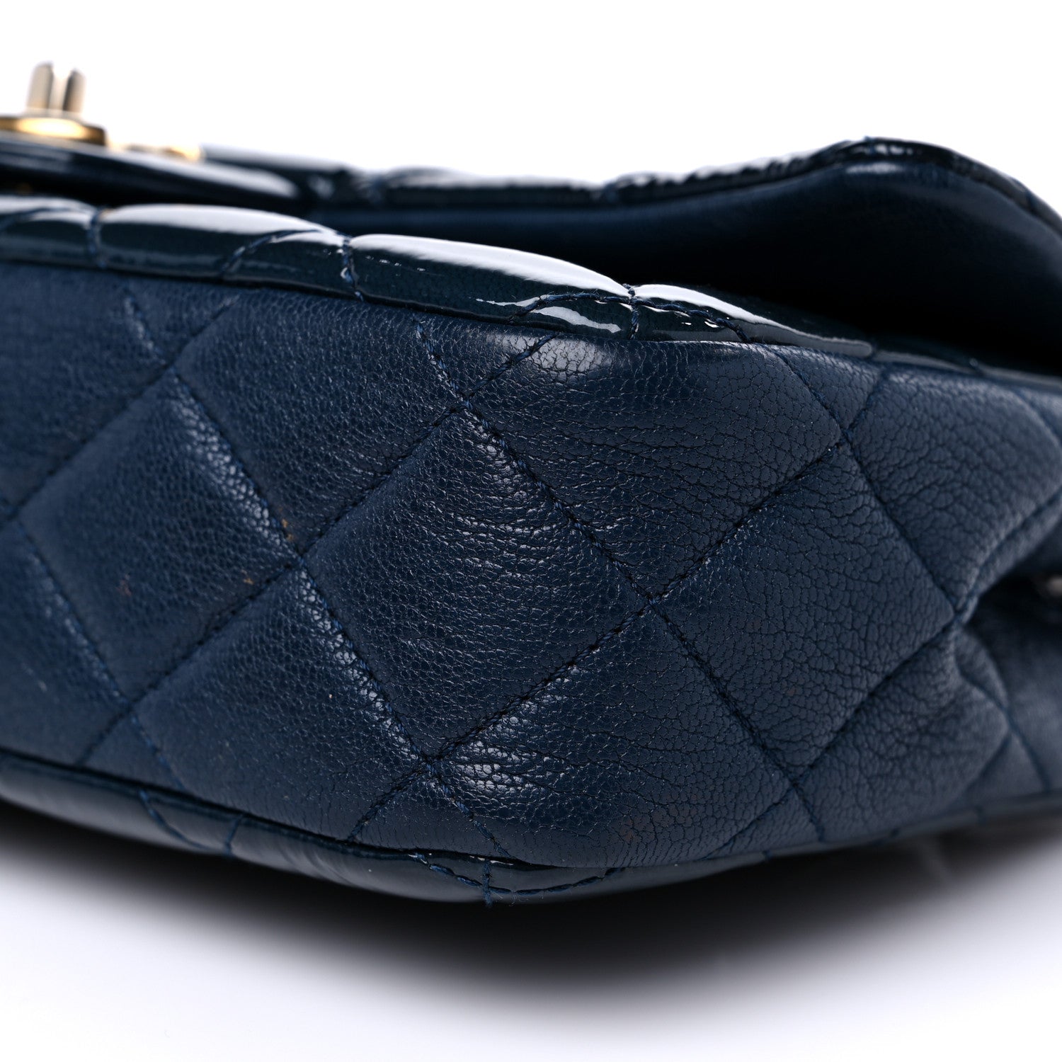 Chanel Patent Goatskin Quilted Medium CC Eyelet Flap Blue 9 of 11