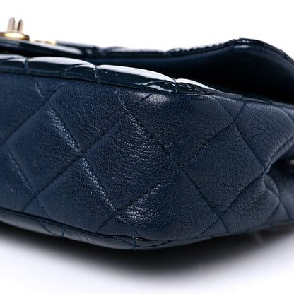 Chanel Patent Goatskin Quilted Medium CC Eyelet Flap Blue 9 of 11