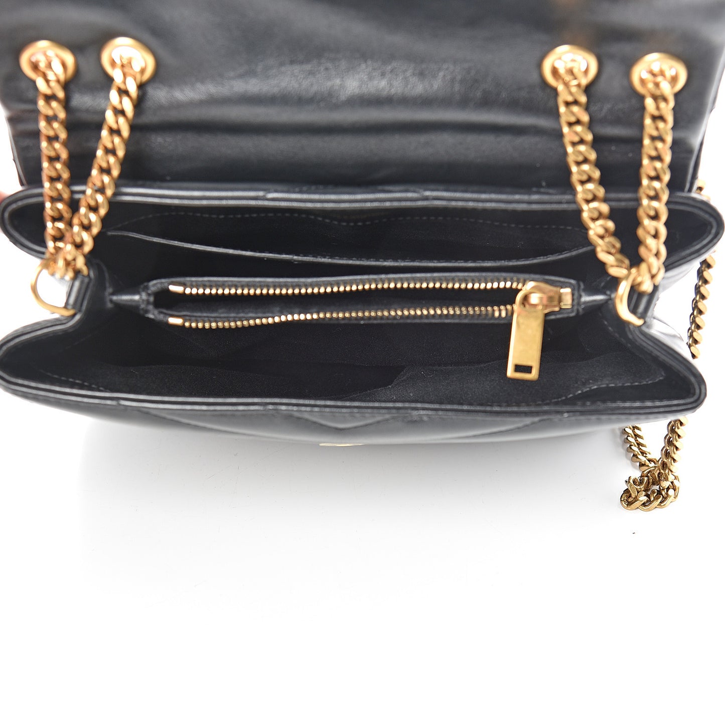 Calfskin Y Quilted Monogram Small Loulou Chain Satchel Black