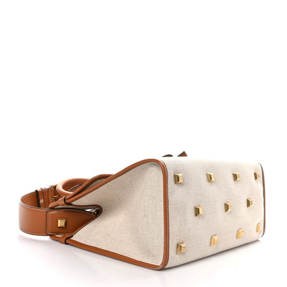 Salvatore Ferragamo Canvas Calfskin Medium The Studio Bag Beige Brown 4 of 8