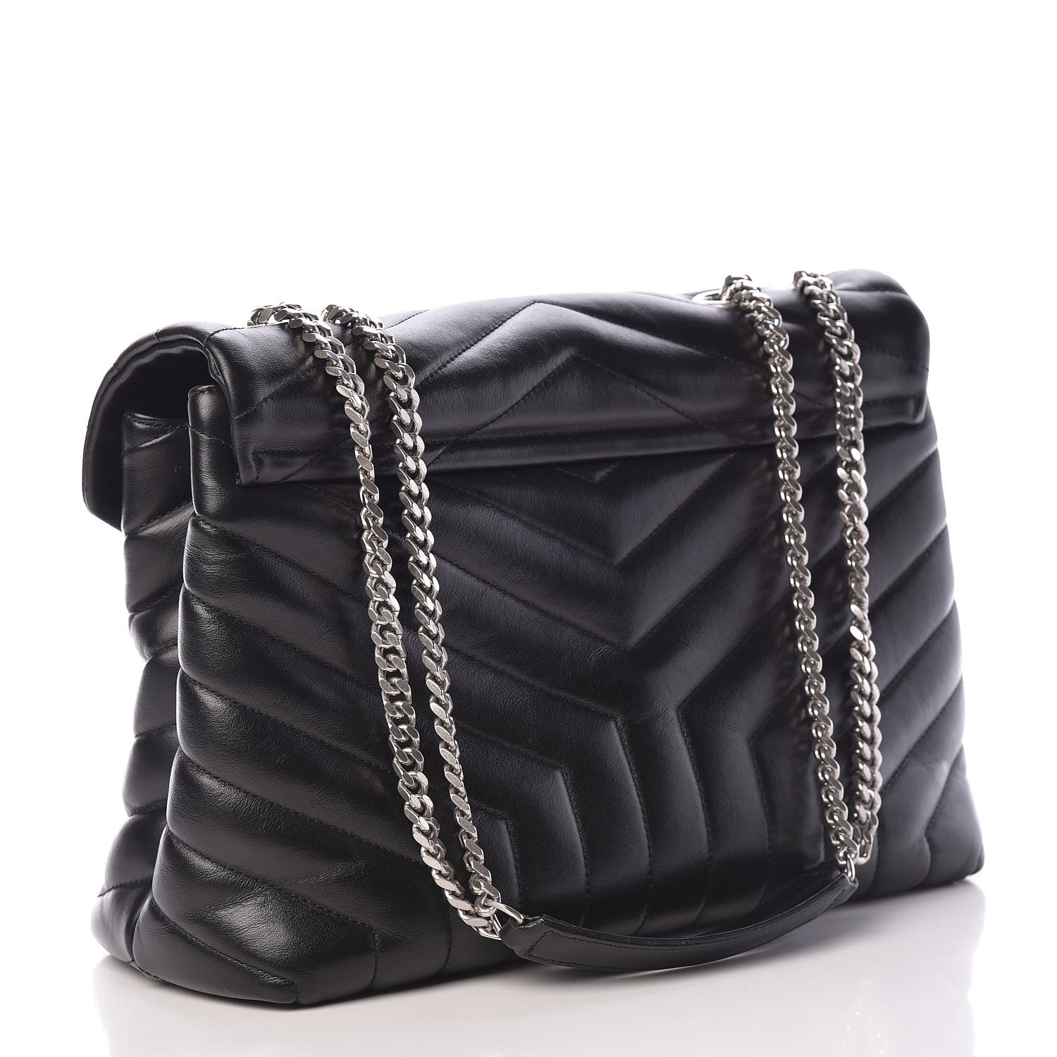 Saint Laurent Calfskin Y Quilted Monogram Medium Loulou Chain Satchel Black 3 of 11