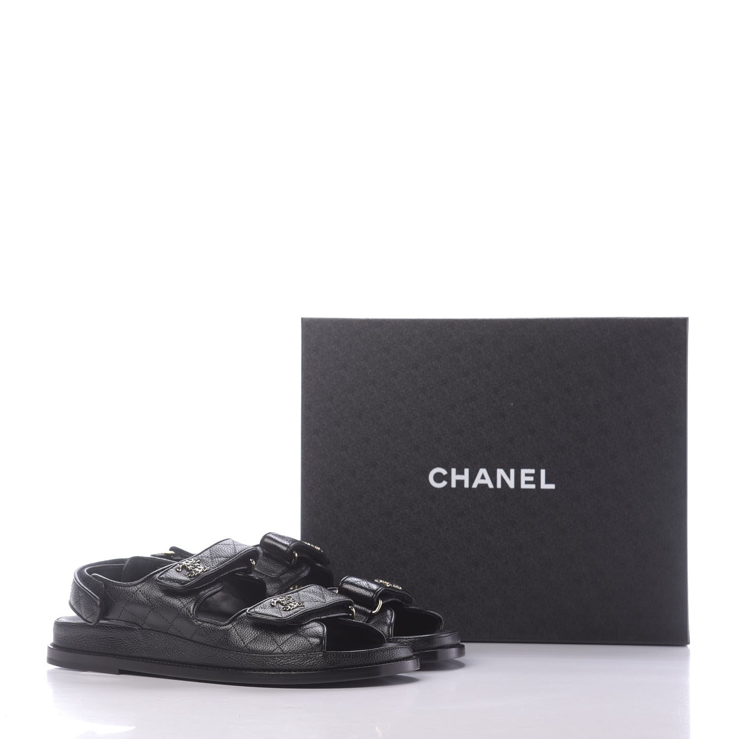 Chanel Grained Calfskin Velcro Dad Sandals 40 Black 11 of 11