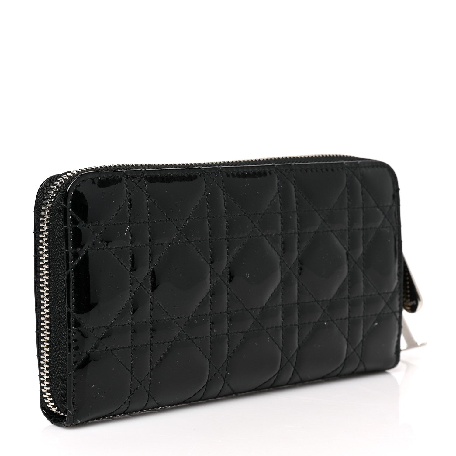 Christian Dior Patent Cannage Lady Dior Continental Zip Wallet Black 3 of 8