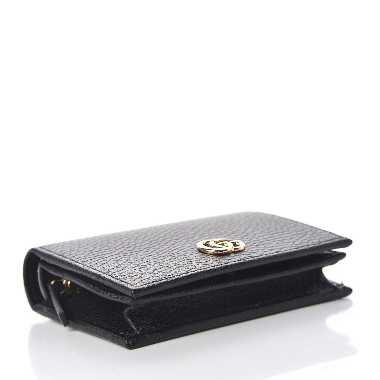 Pebbled Calfskin GG Marmont Card Case Black
