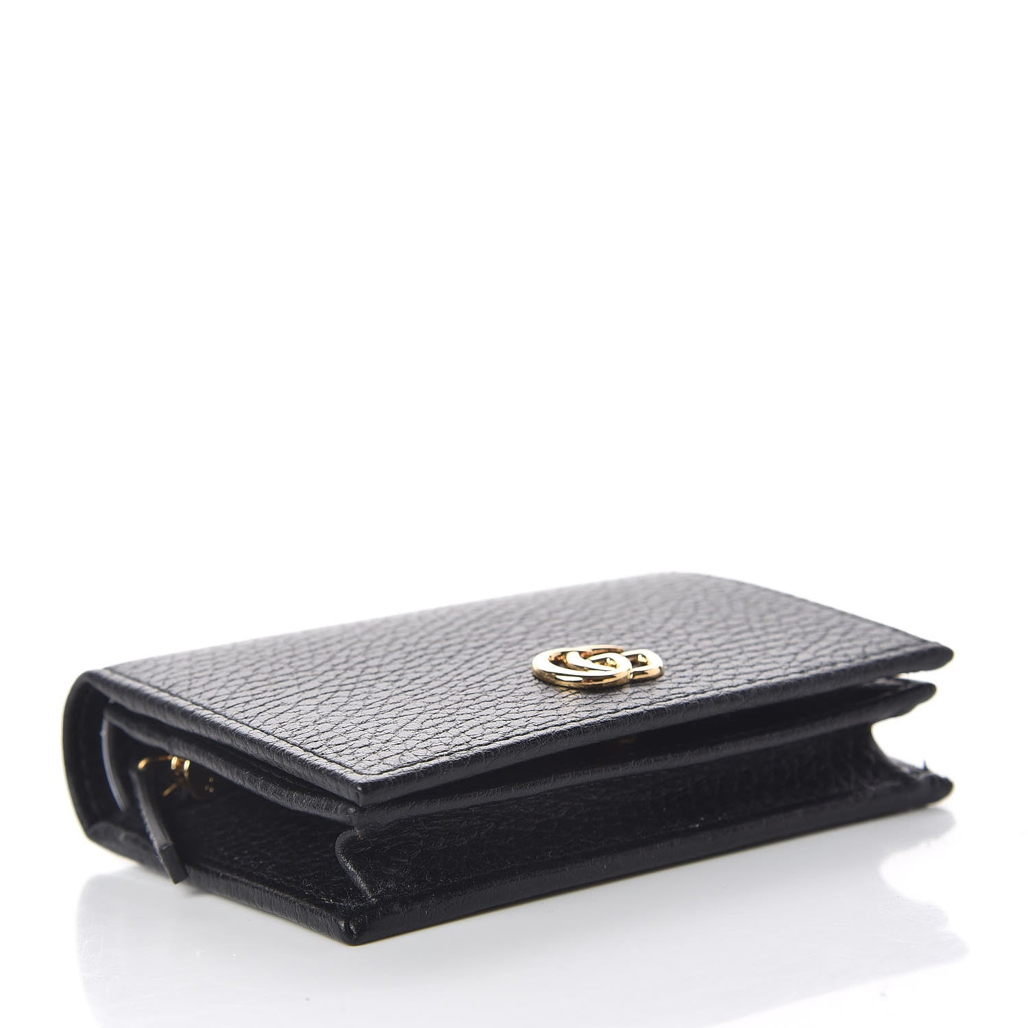 Gucci Pebbled Calfskin GG Marmont Card Case Black 4 of 8
