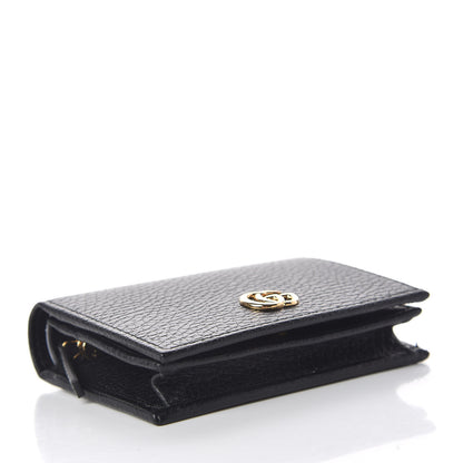 Gucci Pebbled Calfskin GG Marmont Card Case Black 4 of 8