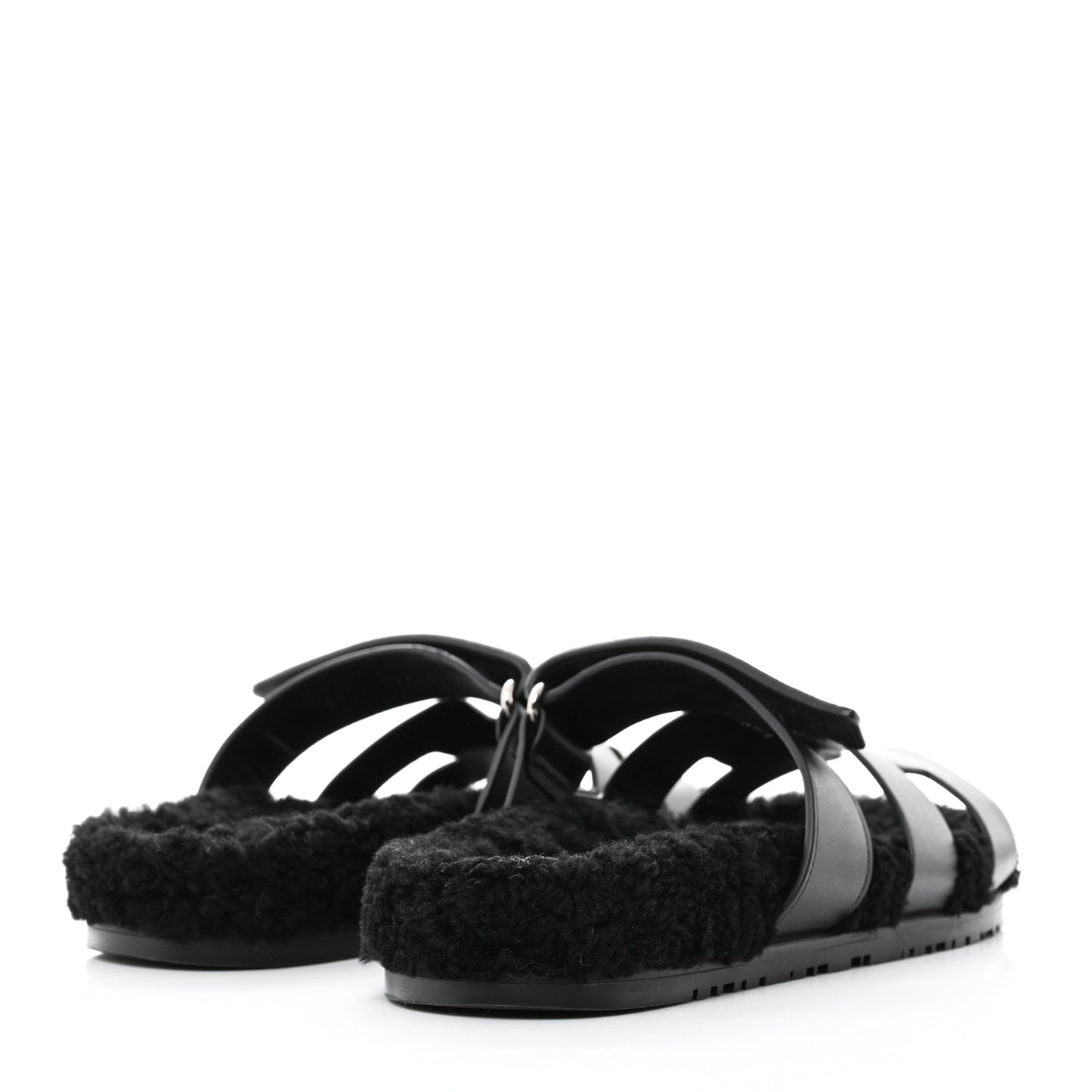 Calfskin Woolskin Womens Chypre Sandals 39.5 Black