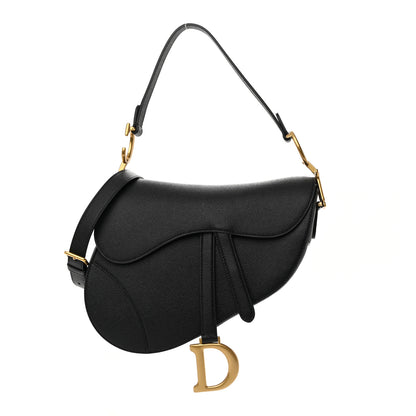 Christian Dior Grained Calfskin Saddle Bag With Strap Black 1 of 12