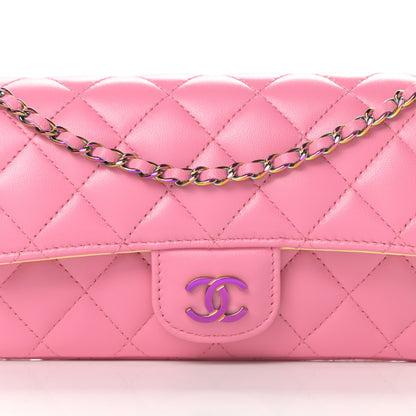 Chanel Lambskin Quilted Glasses Case With Chain Pink Yellow 9 of 12