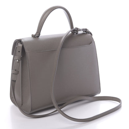 Saint Laurent Grain de Poudre Medium Classic Monogram Cassandra Top Handle Fog 3 of 13