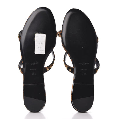 Saint Laurent Calf Hair Embellished Kiki Sandals 38.5 Leopard 5 of 8