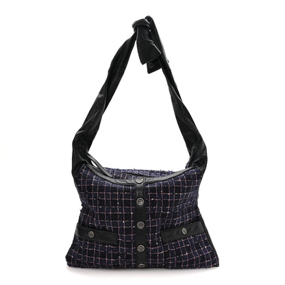 Chanel Tweed Lambskin Large Girl Bag Navy Blue Pink 1 of 10