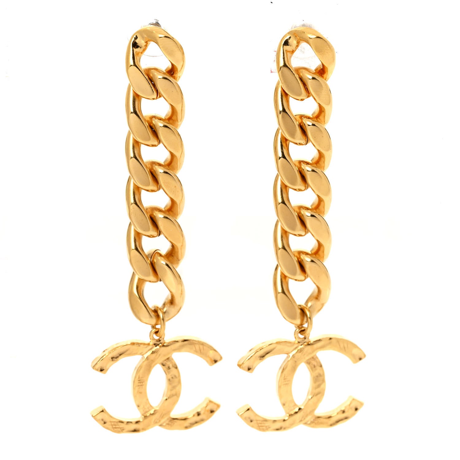 Chanel Metal CC Pick Drop Earrings Gold 1 of 4