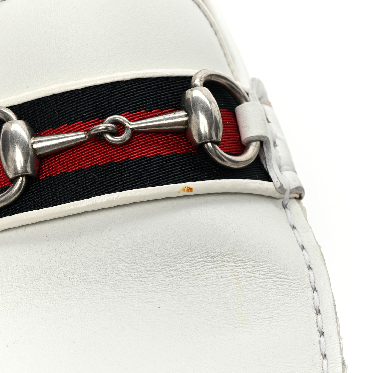 Miro Soft Calfskin Web Mens Horsebit Driver Loafers 7 White